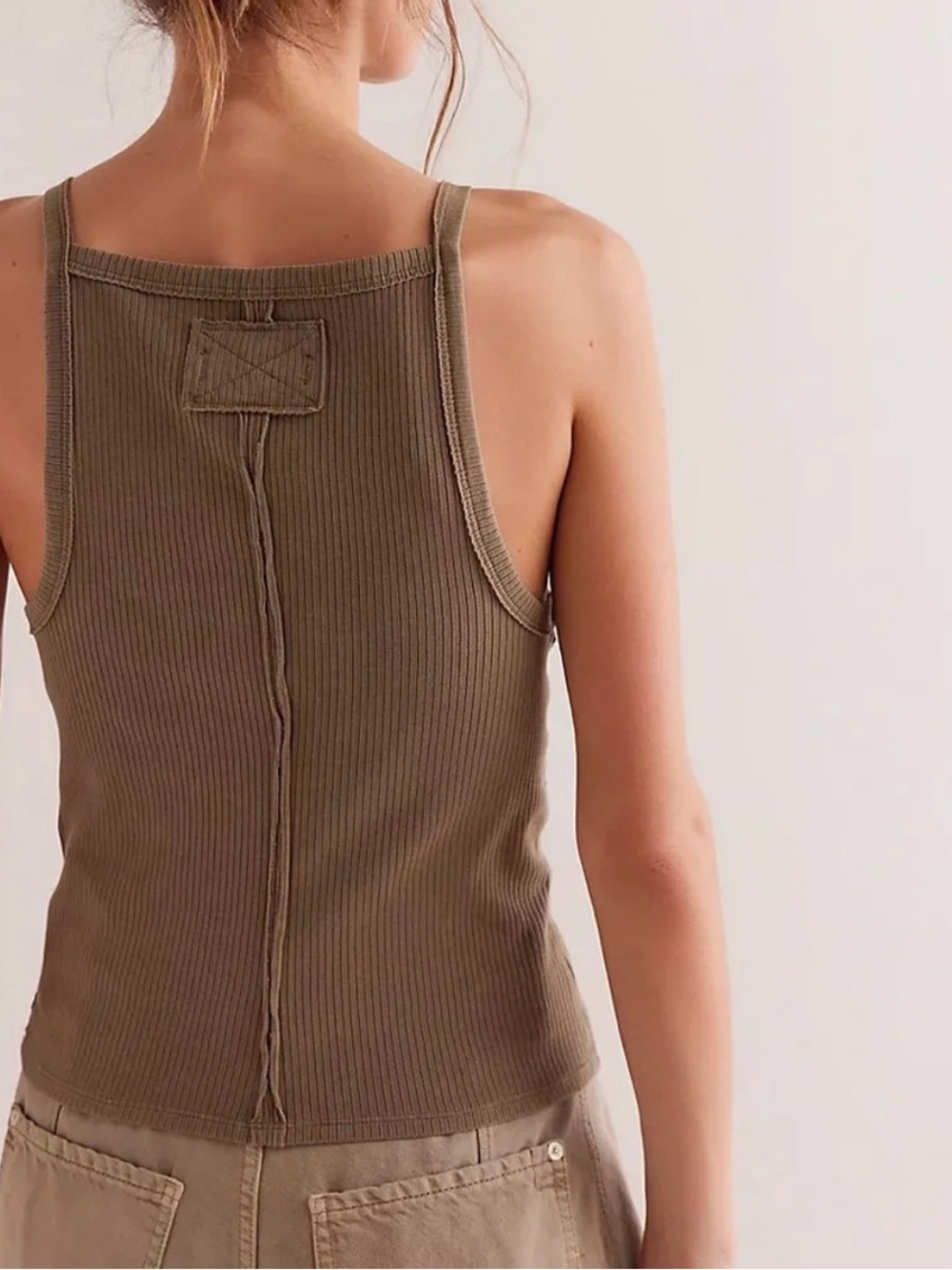 Free People Ribbed Tank Top - Taupe - Picture 2 of 4